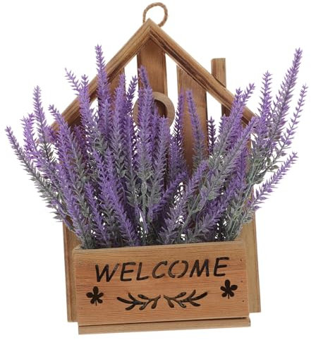 SUPVOX Adorno Colgante De Planta Artificial Maceta De Madera para Decoración De y Oficina Incluye Hierba Falsa y Detalles Artesanales