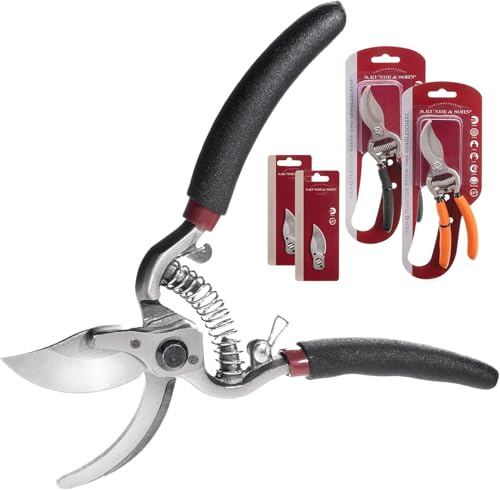 SKS – die leichteste geschmiedete Gartenschere 2x SKS6 Tradition + 2 Ersatzklingen GRATIS – ergonomisches Design – Bypass – Rosen-Rebschere – ∅20mm – kompl. beschichtet, rostfrei