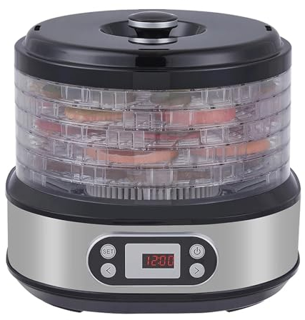 WXFKLDJ Essiccatore per Alimenti Essiccatore Elettrico A 5 Vassoi Essiccatore per Alimenti Conservatore per Alimenti E Carne Secca, Frutta, Verdura, Carne, Erbe, Fiori, Dolcetti per Cani