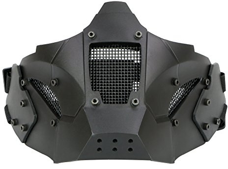 ANSNOW Demi-Masque Tactique de Protection Du Visage En Maille Métallique Style Militaire Utilisation Confortable Avec Casque Rapide Pouret À Air Comprimé/Chasse/Tir Au Paintball (Noir)