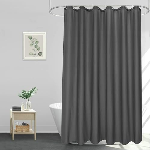 Bishilin Duschvorhang 80x200 Schmal, Duschvorhang Anthrazit Anti Schimmel Waschbar Modern Badezimmer Badewanne Vorhang Dunkelgrau