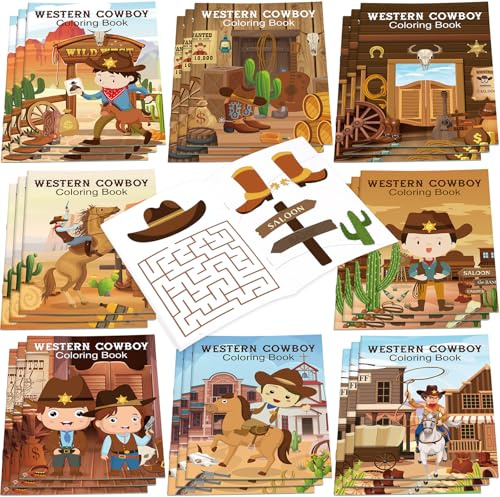 Nezyo 24 Pcs Cowboy Coloring Books Wild West Theme Party Favors Kids