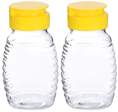 sourcing map 2pcs Plastic Honey Bottles 3.7oz 108ml Squeeze Honey Jars Bottle Leakproof Honey Dispenser Refillable Honey Containers with Flip Lid for Storing and Dispensing Sauce Syrup