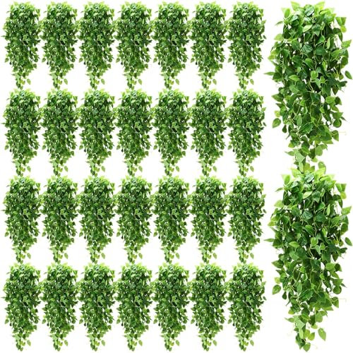 XunYee 36 plantas colgantes artificiales de 3.6 pies, plantas colgantes falsas para sala de estar, plantas colgantes de plástico de hiedra falsa para pared, casa, habitación, jardín, guirnalda de boda