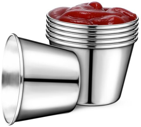 Cabilock 6pièces Tasses à Sauce Acier Inoxydable Lot De Coupelles Condiment Pour Barbecue Cuisine Restaurants Et Picnics Récipients Et Résistants