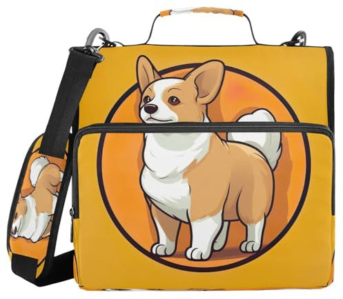 JUMBEAR Lovely Corgi Hunde-Ordner mit Reißverschluss, A4, Konferenzmappe mit Ringbuch, Reise- und Geschäftsmappe