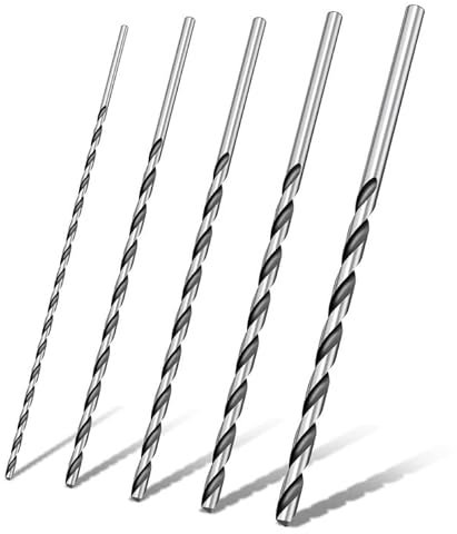 5 Pezzi Punte Trapano，Set di Punte Extra Lunghe per Legno HSS，Elicoidali per Trapano a Mano-2, 3.5, 4, 5 mm，per una varietà di materiali come alluminio, PVC, silicone e legno