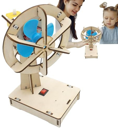 Wimnqie Set di esperimenti scientifici, ventilatore oscillante elettrico, gioco educativo fisico con circuito in legno, per scuola, asilo e casa