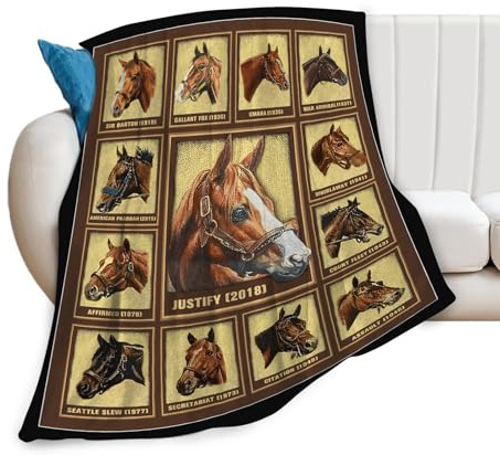 Tijuboni Racing Horses Throw Blanket Horse Gifts for Girls Boys Women Men Kids Adults Soft Flannel Fleece Blanket for Couch Sofa ​Bed Home Decor 40x50