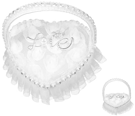 Coussin Porte-Alliances en Forme De Cœur, Coussin pour Alliances De Mariage, Porte-Bijoux De Style Romantique, De Mariage, De Bague Fleur, pour Bagues Ou Dragées De (A)