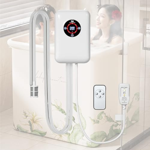 Water Heater for Inflatable Hot Tub, 30-43°C Constant Temperature Control, for Folding Bathtub, Inflatable Bath, Paddling Pool Heater for Winter ChristmasWhite,8.6 * 5.8 * 2.9 inch