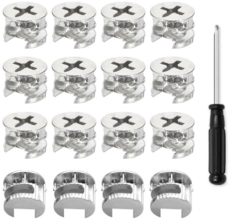 24PCS Furniture Cam Lock Nut, 15mm x 12mm Furniture Connecter Cam Lock Fittings for Cabinet Drawer Dresser Wardrobe Furniture Panel Connecting