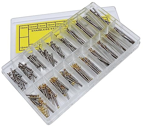 Masslla 200 Piezas 10-28 Mm Correa de Reloj Enlace Pasadores ConexióN Eje Fijo Acero Inoxidable Barra de Oreja Sin Procesar Perno de Reloj Juego de Herramientas de ReparacióN Manual
