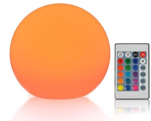 Joygoodta Luz de Bola LED, 7, 9 Pulgadas PE Recargable 16 Colores 4 Modos de Control Remoto lámpara de Esfera, Brillo Ajustable lámpara de orbe para jardín, césped, luz de Globo al Aire Libre
