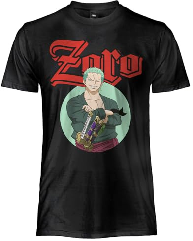 One Piece T Shirt Zoro. Maglia Ufficiale Unisex. Maglietta Regular in Cotone. per Adulto Ragazzo