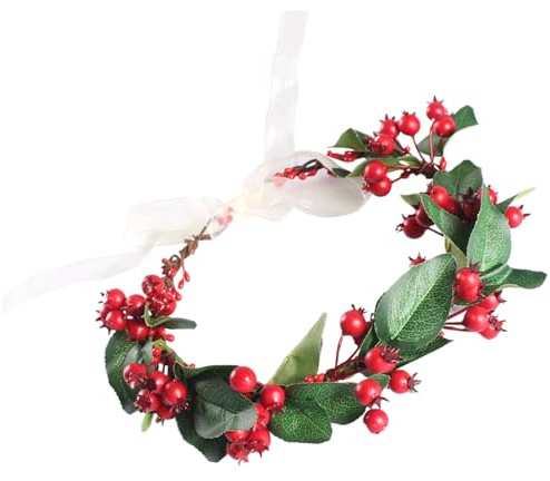 Corona Floral De Bayas Baya Invernal Festividad Navideña | Tocado Floral Diadema Corona Accesorios de Cabello Invierno, Navidad, Vacaciones, Boda, Festival, Corona de flores de bayas