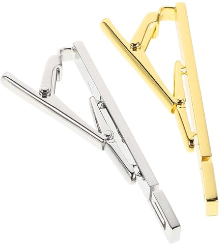 CALLARON 2 Stück Krawattenklammern aus Kupfer in Gold Silber Robuste Herren Krawattennadeln für Anzug und Blazer Zuverlässiger Krawattenhalter für Büro Hochzeit und Formelle Anlässe
