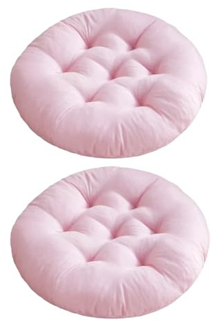 Set aus 2 Sitzkissen Rund 40 cm - Stuhlkissen Rund 5 cm Dicke mit Anti-Rutsch, Bodenkissen Sitzpolster Rund für Indoor Outdoor, Sitzkissen Schule Komfortable Auflagen Kissen & Polster (Pink)
