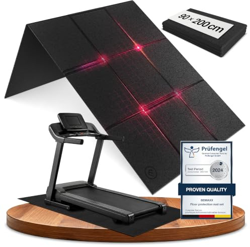 bemaxx Golvskyddsmatta Fitness PVC - Underläggsmatta för Fitnessutrustning Sportutrustning Löpband Indoor Cykel Halkfri, Golvunderlag för Home Gym Sport Träning Workout, Vikbar Matta Svart 200x90cm