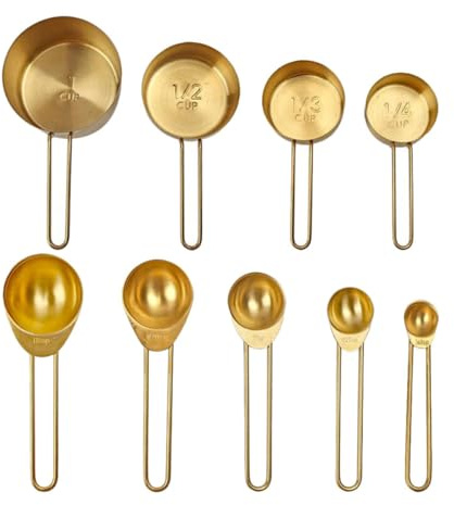 Veemoon 1juego Cucharas y Tazas Medidoras de Acero Inoxidable para Cocina y Repostería Resistentes y Precisas para Ingredientes Secos y Líquidos