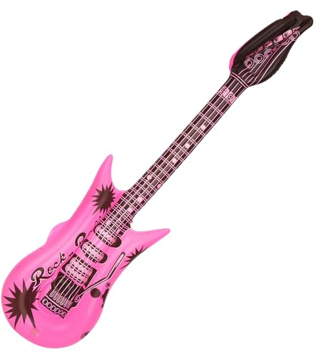 Event Decor Shop 90cm Inflatable Kids Electric Guitar, Pink Music Party Prop, Blow Up Instrument for Birthdays, Karaoke Nights, Party Favours, 1pc