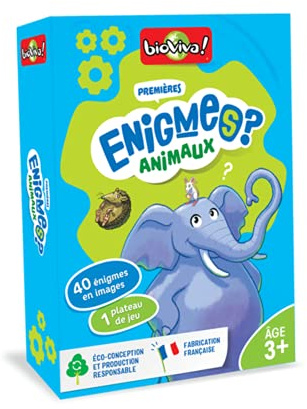 Bioviva Animales Mis Primeros Adivina la respuesta lo más rápido posible gracias a las pistas. Juego de cartas-Colección Enigmes-1 a 4 jugadores-3 años-Fabricado en Francia, 200493, Talla única