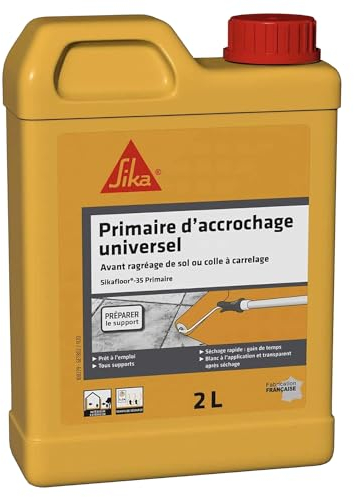 SIKA - Primaire d'accrochage universel - Sikafloor 35 Primaire - Avant ragréage de sol ou colle carrelage - Prêt à l'emploi - Multi-supports - Séchage rapide - Mur et Sol Intérieur/Extérieur - 2L
