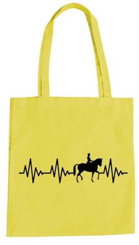 Herzschlag Pferd Baumwolltasche - EKG Pony Stute Gaul Ross Horse Hof Stall Gelb