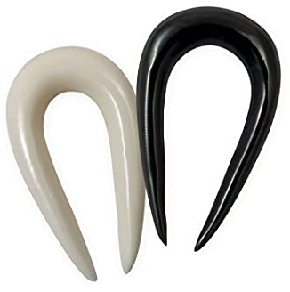 Fly Style Dehnungsstab aus Knochen - Ohr-Expander Hufeisen, Grösse:3 mm (Paar), Materialwahl:Knochen