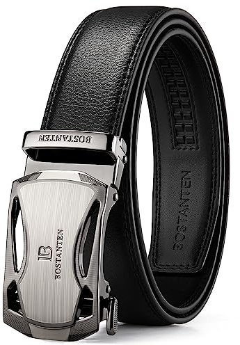 BOSTANTEN Gürtel Herren, Ledergürtel für Herren mit Ratsche Automatikschließe Business Anzug Gürtel Breit 35mm,Größe Angepasst