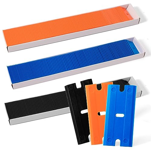 NEWISHTOOL Double Edged Plastic Blades, 300 PCS Replacement Blades Fit for Plastic Scraper and Safety Glass Scraper to Remove Label, Decals & Adhesive Residue