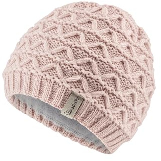 Sterntaler Strickmütze mit Regenbogen Muster - Mädchen Beanie einfarbig, gefüttert mit weichem Baumwollfleece - Baby Wintermütze mit Strickmuster - zartrosa, 49