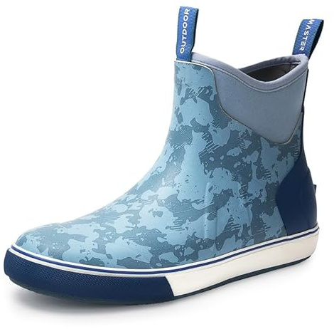 OutdoorMaster Men's Deck Boots, Waterproof Anti-Slip Rubber Rain Boots, Breathable Saltwater Deck Shoes For Fishing Boating Camping Sailing