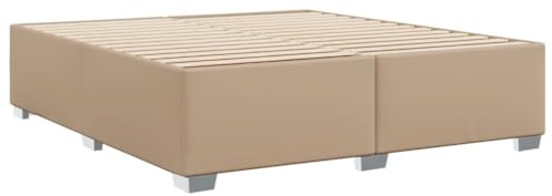 vidaXL Sängram cappuccino 200x200 cm konstläder, sängbotten, plattformssäng, stoppad sängram, sovrumsmöbler, dubbelsäng, sängram av tyg