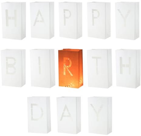 QUARKZMAN Weißes Papier Lichter Taschen Geburtstag Schild Flammenbeständig Kerzen Taschen für Geburtstag Feier Dekoration Vorschläge