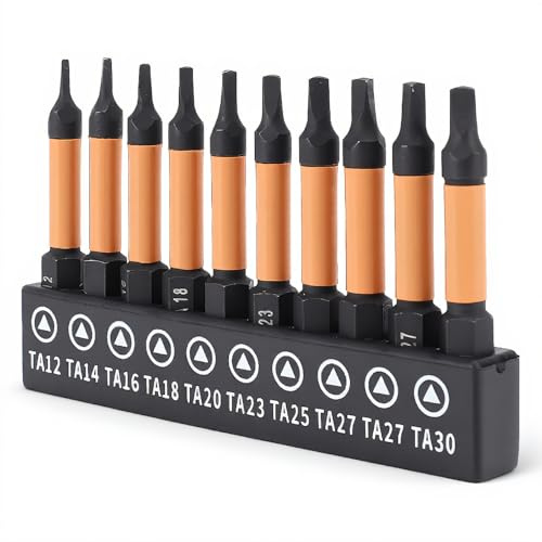Bitt di Cacciaviti Triangolare 10 Pezzi, Set di Bocconcini di Cacciavite a Testa a Triangolo Magnetico, Lunghezza 50 Mm 1/4 Pollice Shex Stinco di Perforazione a Triangolo