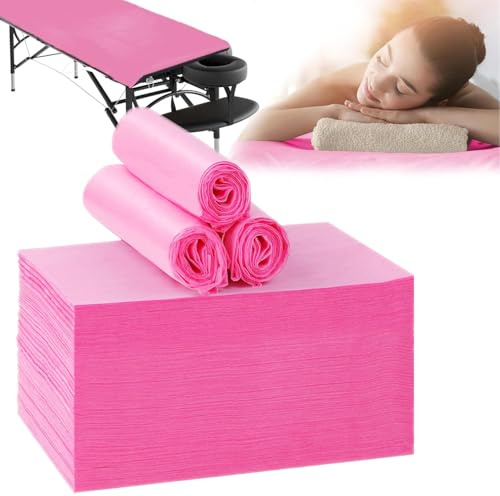 Jvnhent 100 Stück Einweg Spannlaken für Massageliegen,Abdeckung für Massagebetten, Einweg Bettlaken,Einweg Massagetisch Bettlaken für Schönheitssalon,Spa,Massage,Hotels,180 x 80 cm (Rosa)