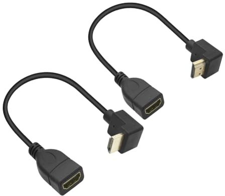 1 coppia di cavi di prolunga HDMI maschio a HDMI femmina angolari a 90 gradi 4K, cavi di prolunga ad alta definizione placcati in oro a 90 gradi, per fotocamere, computer, televisori, monitor, ecc