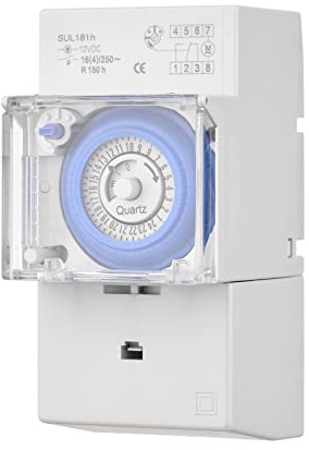 Timer meccanico 24 ore DC 12 V 30 minuti di intervallo 48 volte ON/OFF Timer elettrico programmabile interruttore relè installazione guida DIN