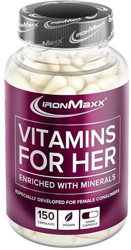 IronMaxx Vitamins for Her - 150 Kapseln | Optimale Mischung mit Folsäure, Magnesium, Biotin, Eisen, Vitamin C und Vitamin B12