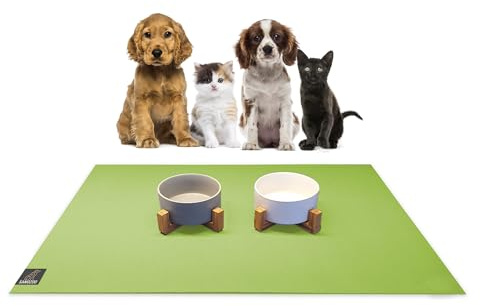 SanoZoo® Napfunterlage - Öko-TEX - Made in Germany - rutschfeste Futtermatte für Hunde & Katzen 30x40cm Grün, wasserfest
