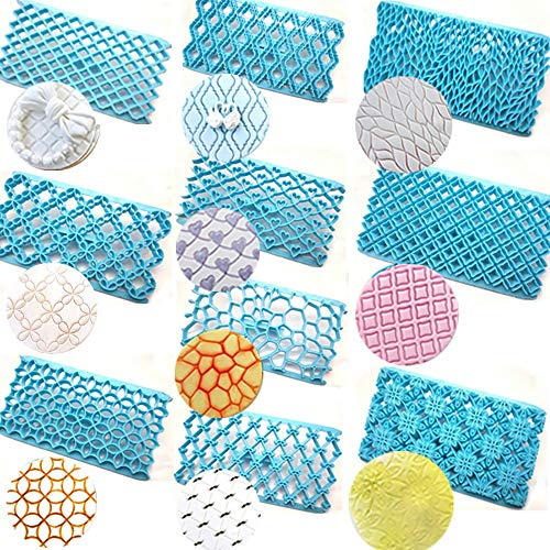 10Pcs Cake Embosser Lace Flower Cookie Cutters Sets Cake Embossed Moulds Biscuit Petal Quilt Press Molds Icing Embossing Cutter Sugar Textured Baking Mold Fondant Gumpaste Mold Cake Decorating Tools