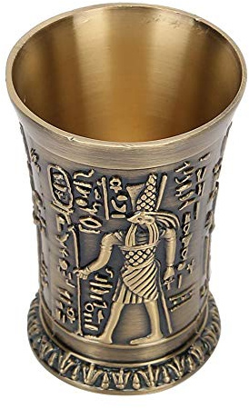 Sun God Pattern Glass, Vintage Metal Whiskey Glass with Unique Goblet Design for Whiskey Vodka Lovers, Party Enthusiasts and Home Bar Decor