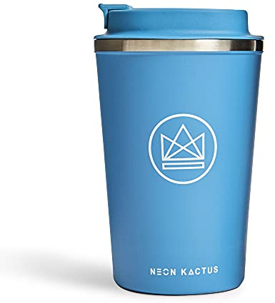 Neon Kactus - Doppelwandige Edelstahl Kaffeebecher, Wiederverwendbare Kaffeetasse mit wiederverschließbarem Deckel, isolierter Kaffeebecher, auslaufsicher, recycelbar, 12oz