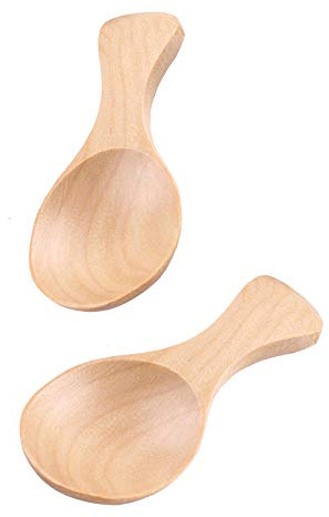 AKOAK 2 Pcs Mini Wooden Spoon with Short Handle, Perfect Small Jar of Jam, Spices, Condiments, Sugar, Honey, Tea Coffee Spoon, Kitchen Accessories (Khaki)