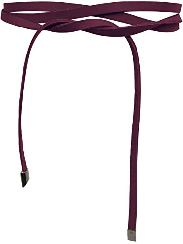 FISH IN THE SEA - Super Slim 1cm - schmaler Obi Gürtel - Bordeaux - Weinrot - Wickelgürtel - Taillengürtel - Bindegürtel - Echtleder - Damen - Länge 245cm/ Breite 1 cm