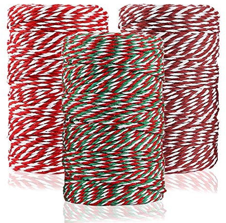 Lainrrew 3 rotoli di spago di cotone, 984 m, spago di iuta naturale, spago per imballaggio, spago natalizio per confezioni regalo, progetti artigianali, giardinaggio, imballaggio (mix 1)