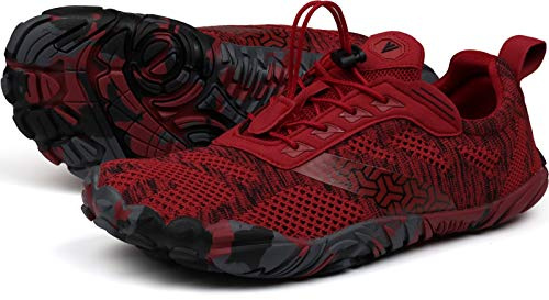 Joomra Womens Barefoot Road Running Shoes Size 8.5 Minimalist Wide Camping for Ladies Zero Drop Fitness Jogging Hiking Trekking Toes Workout Trail Sneakers Red 39