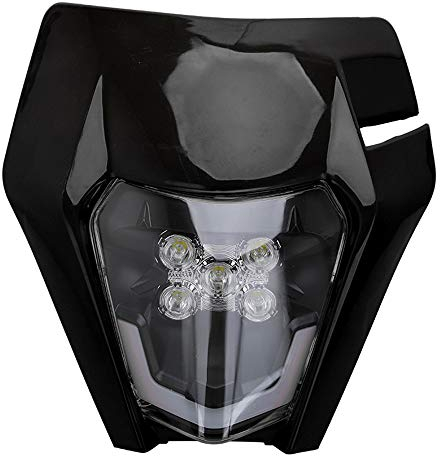 JFG RACING Faro Anteriore Moto,Faro LED Universale Moto per EXC250 SX250 SXF250 EXC450 SX350 SXF450 EXC525 640LC4 Dirt Bike Enduro Supermoto BETA-Nero