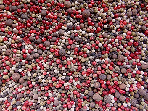 500 g x 2 / Poivre à 5 Baies avec des baies roses pour moulin à poivre, mélange de grains entiers de poivres sélectionnés, piment de la Jamaïque